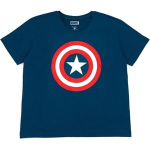 Marvel Captain America Classic Shield Navy Blue T-Shirt Graphic T-Shirt - Large